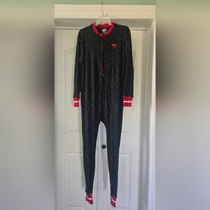 LazyOne Adult Onesie Pajamas Size Medium Black & Red Moose Footie PJ